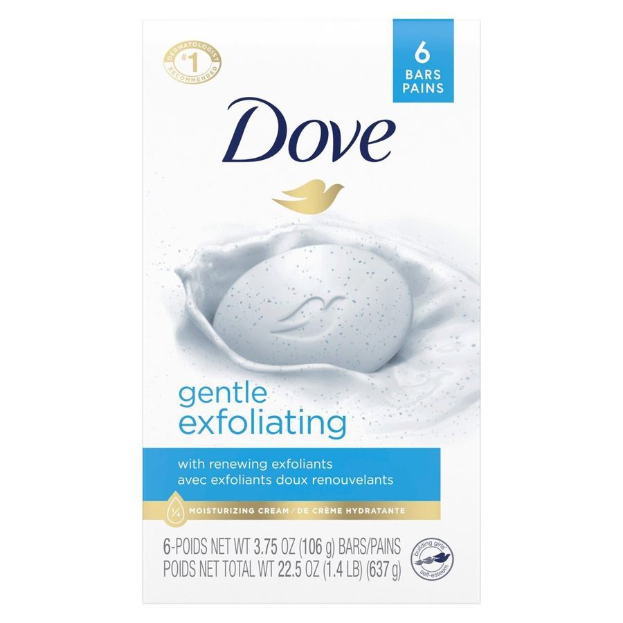 Verified package image for Dove Gentle Exfoliating Beauty Bar Soap, 3.75 oz, 6 Count